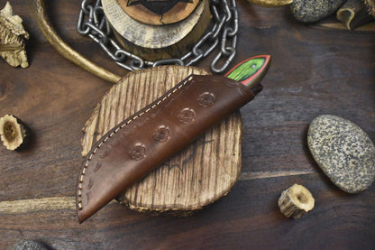 Ladder Damascus Skinner Knife with Hardwood Handle – Hand Forged EDC Hunting Blade