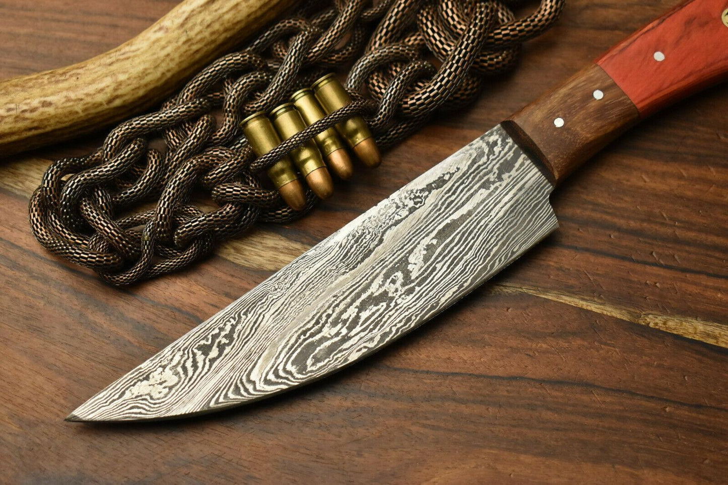 Handcrafted Full Tang Damascus Steel Chef Knife with Hardwood Handle