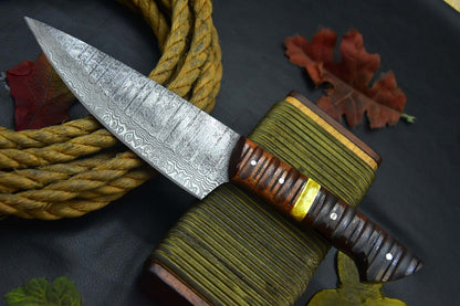 Custom 12.7" OAL Damascus Steel Chef Knife – Handmade with 5.7" Ladder Pattern Blade and Walnut Handle