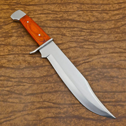 Handmade 12-Inch D2 Clip Point Bowie Hunting Knife with Pakka Wood Handle – Full Tang EDC