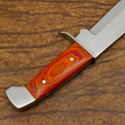Handmade 12-Inch D2 Clip Point Bowie Hunting Knife with Pakka Wood Handle – Full Tang EDC