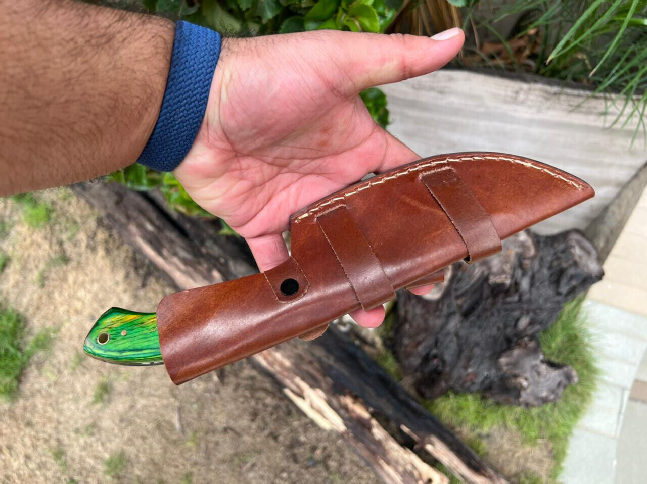 10.0" Custom Handmade Damascus Tracker Knife | Full Tang Hardwood Handle