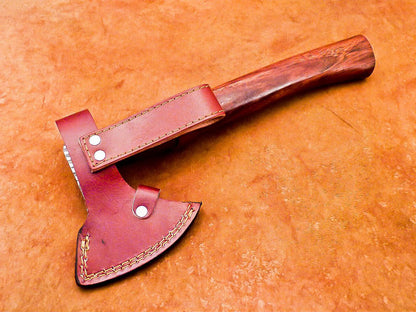 Custom Hand Forged Viking Bearded Steel Camping Hatchet Tomahawk Axe 13 Inch Natural Wood Handle