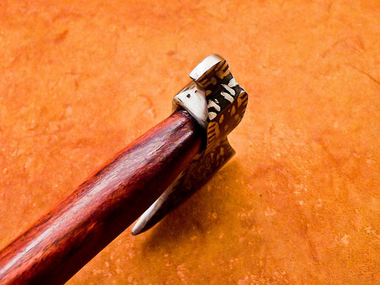 Custom Hand Forged Viking Bearded Steel Camping Hatchet Tomahawk Axe 13 Inch Natural Wood Handle