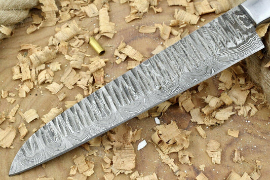 12" Handmade Damascus Steel Chef Knife | Black Pakka Wood Handle with Steel Bolster