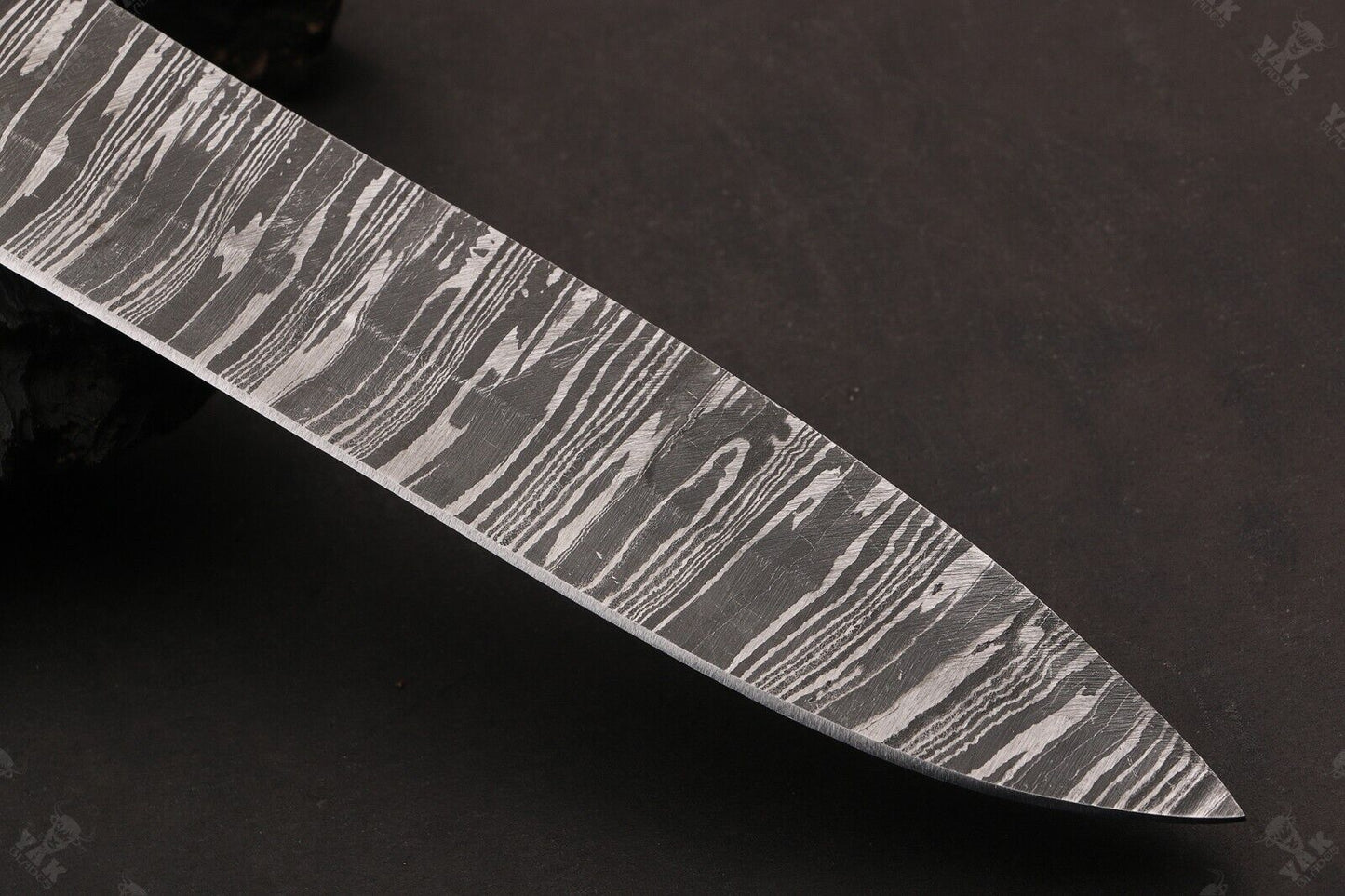13 Inch Handmade Fire Damascus Steel Santoku Chef Knife with Camel Bone & Wood Handle