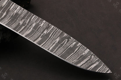 13 Inch Handmade Fire Damascus Steel Santoku Chef Knife with Camel Bone & Wood Handle