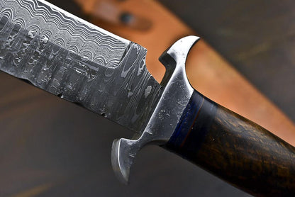 17.6" Damascus Steel Bowie Knife with Stag Deer Antler Handle – Full Tang Handmade Blade