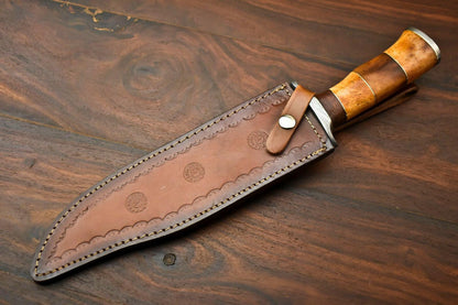 15" Damascus Steel Bowie Knife – Camel Bone Handle