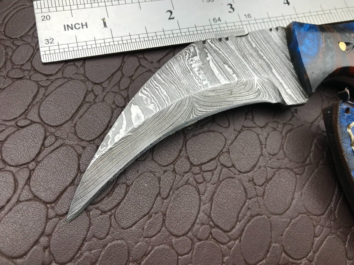 8" Handmade Best Karambit Knife Full Tang Damascus Steel Karambit with Resin Handle