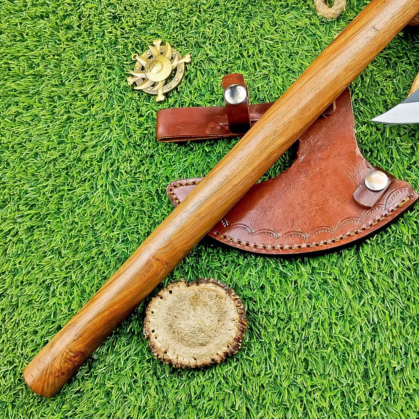 Hand Forged Viking Valhalla Axe 20 Inch with Natural Wood Handle
