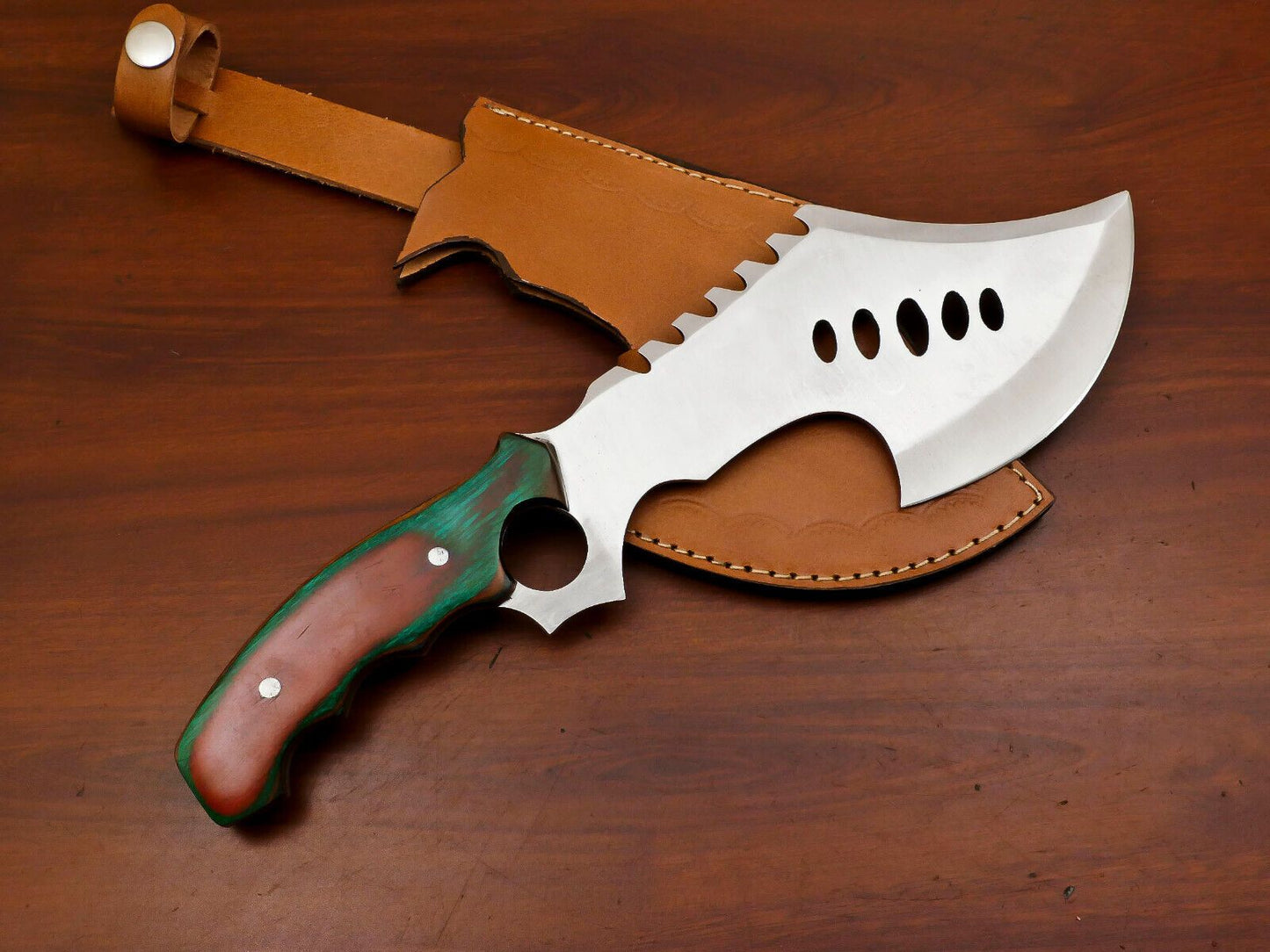 Handmade Full Tang Chopper Bowie Knife | D2 Steel Blade & Custom Pakka Wood Handle