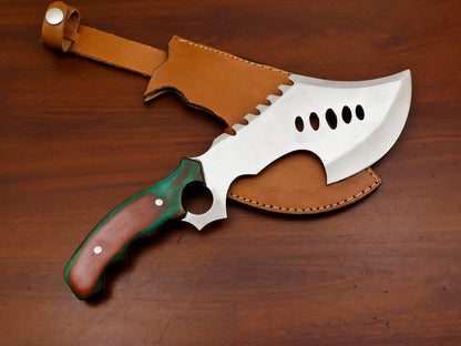 Handmade Full Tang Chopper Bowie Knife | D2 Steel Blade & Custom Pakka Wood Handle