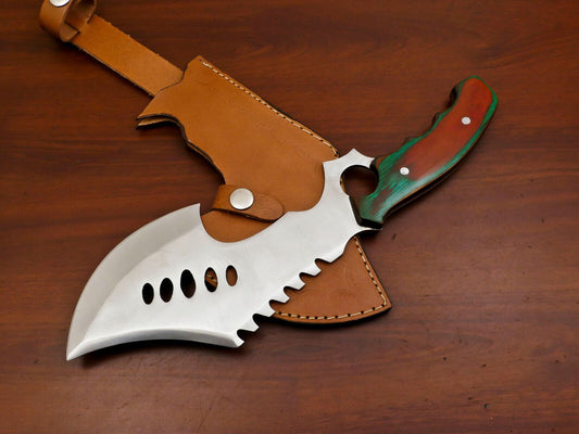 Handmade Full Tang Chopper Bowie Knife | D2 Steel Blade & Custom Pakka Wood Handle