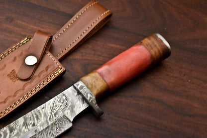 12.5" Handmade Damascus Bowie Knife – Camel Bone Handle & 384-Layer Blade