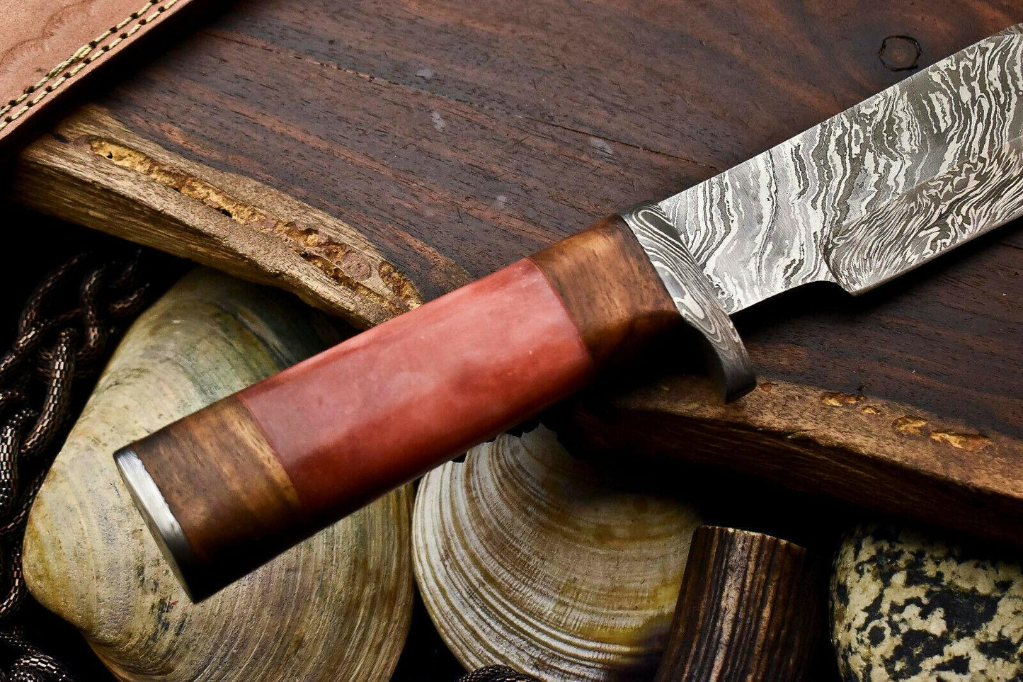 12.5" Handmade Damascus Bowie Knife – Camel Bone Handle & 384-Layer Blade