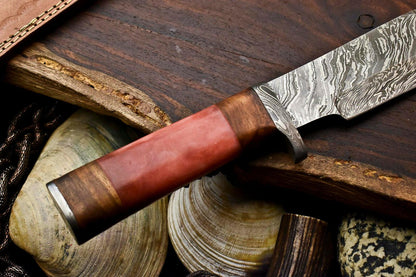12.5" Handmade Damascus Bowie Knife – Camel Bone Handle & 384-Layer Blade