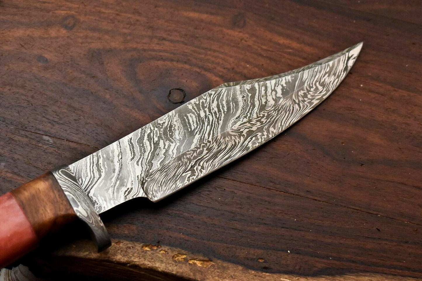 12.5" Handmade Damascus Bowie Knife – Camel Bone Handle & 384-Layer Blade