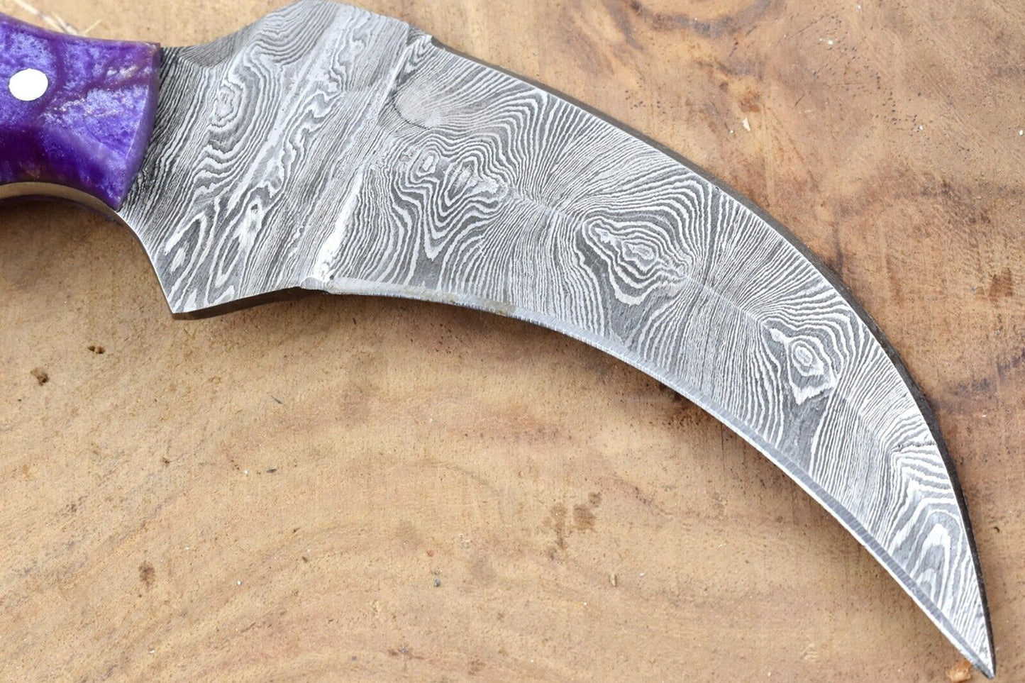 Damascus Karambit Knife 9.5” Karambit Damascus Steel Knife with Resin Handle