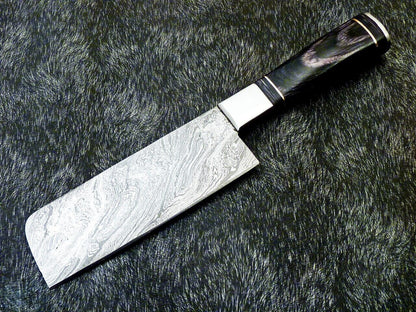 11" Custom Hand Forged Damascus Steel Chopper Knife | Kitchen & Chef Knife with Natural Wood Handle