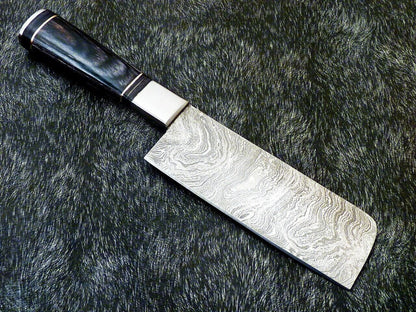 11" Custom Hand Forged Damascus Steel Chopper Knife | Kitchen & Chef Knife with Natural Wood Handle