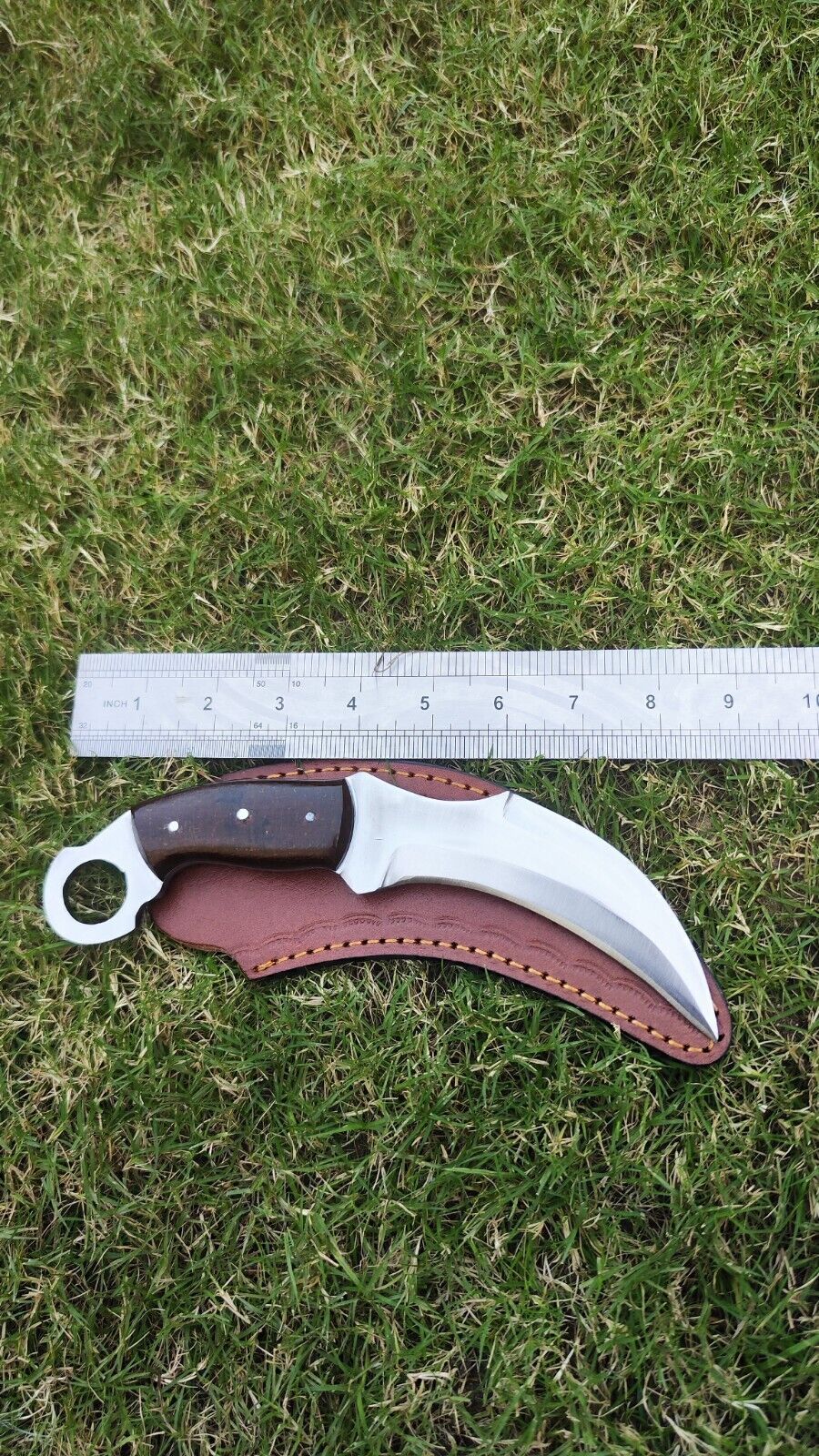 Handmade 9" D2 Steel Karambit Knife Full Tang Fixed Blade Karambit with Wood Handle