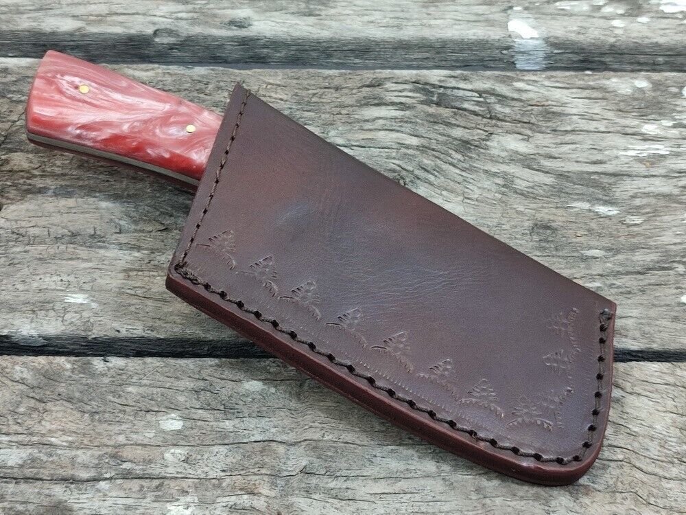 Custom Handmade Damascus Steel Mini Axe Skinner Knife – 7.7 Inch Resin Handle Damascus Axe with Sheath
