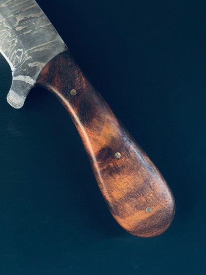 Cowboy Damascus Steel Bull Cutter Knife Custom Bull Cutter Knife With Wood Handle