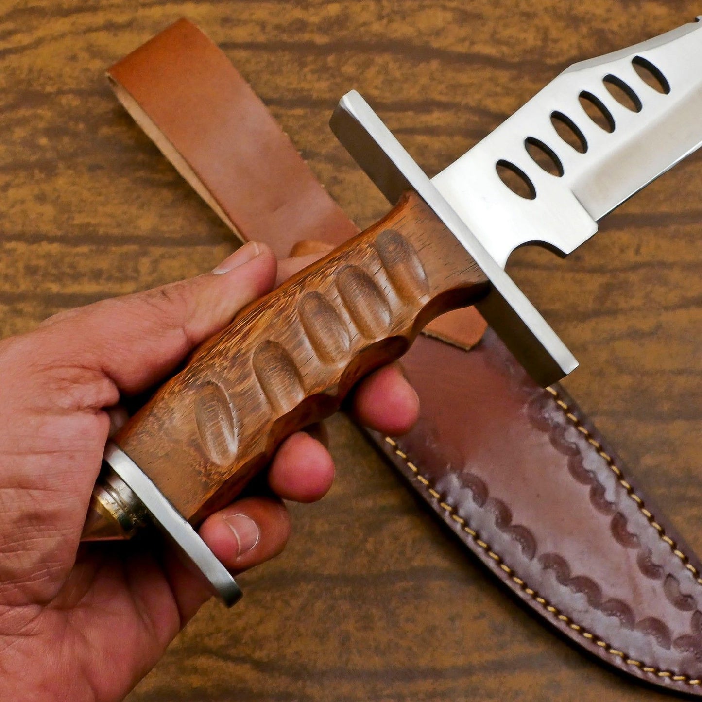 Explorer Handmade D2 Steel Bowie Knife – 12-Inch Full Tang Hunting & Camping Blade
