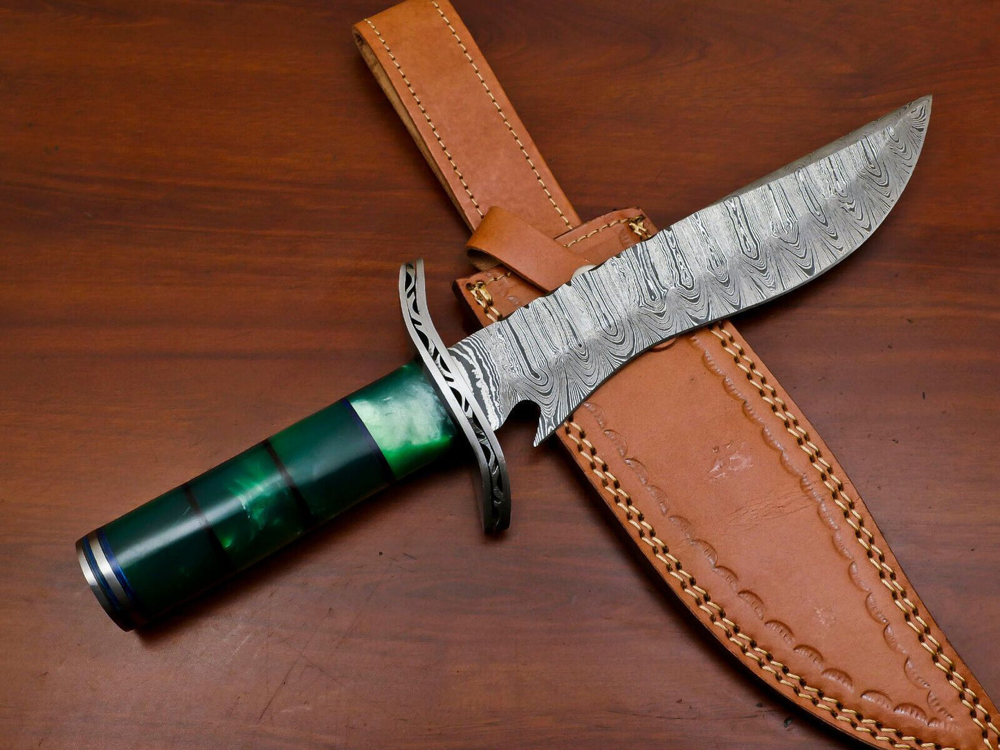 Heritage Forge Handmade Damascus Steel Bowie Hunting Knife with Resin Handle HB-7967