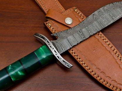 Heritage Forge Handmade Damascus Steel Bowie Hunting Knife with Resin Handle HB-7967