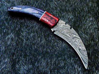 Handmade Damascus Karambit Full Tang Karambit Damascus Steel 8" with Wood Handle