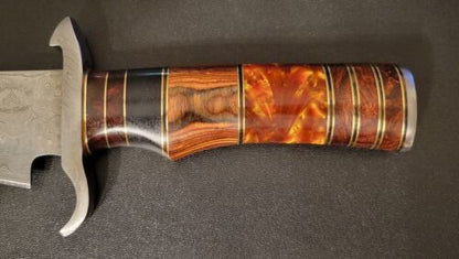 Heritage Forge 17.5 Inch Handmade Damascus Steel Combat Bowie Knife with Walnut Wood Handle