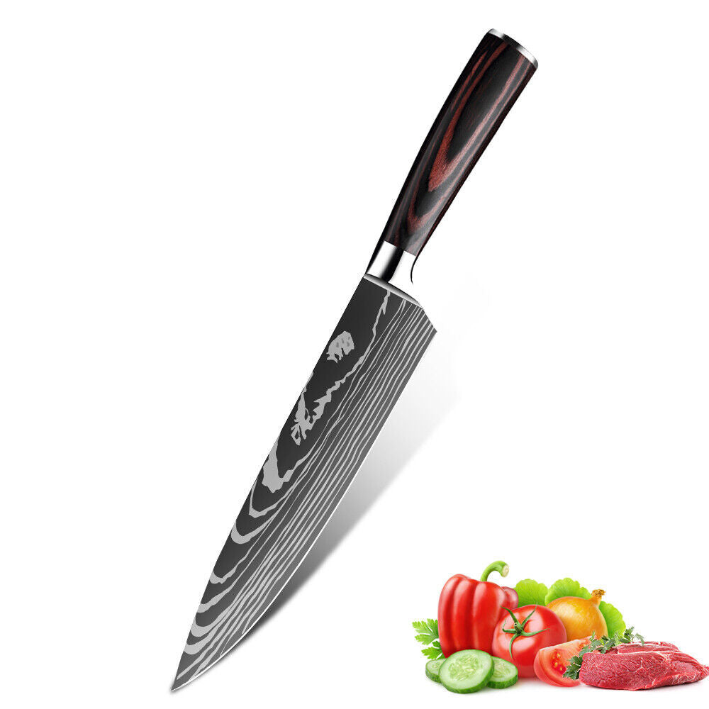 Kitchen Knife – Mongolian Custom Handmade Damascus Pattern Cleaver Hunting & Chef Knife with Wood Handle