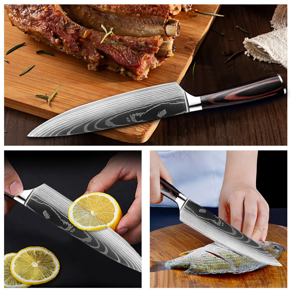Kitchen Knife – Mongolian Custom Handmade Damascus Pattern Cleaver Hunting & Chef Knife with Wood Handle
