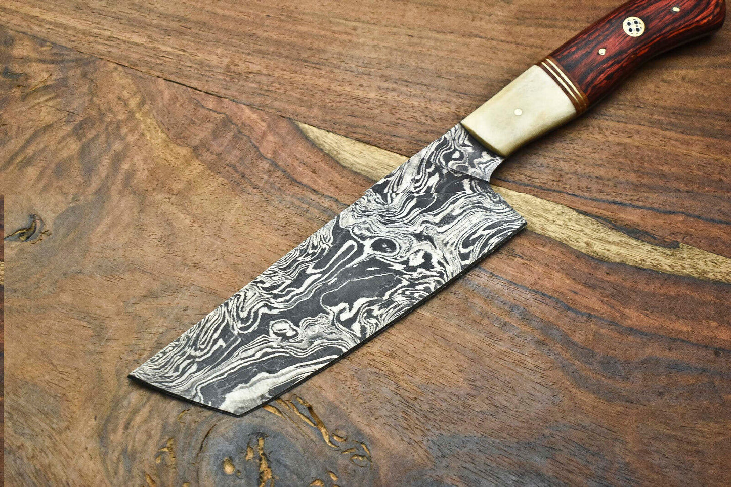 Forged Damascus Steel Chef Knife – Handmade Full Tang Blade