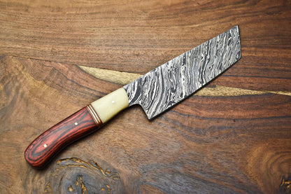 Forged Damascus Steel Chef Knife – Handmade Full Tang Blade