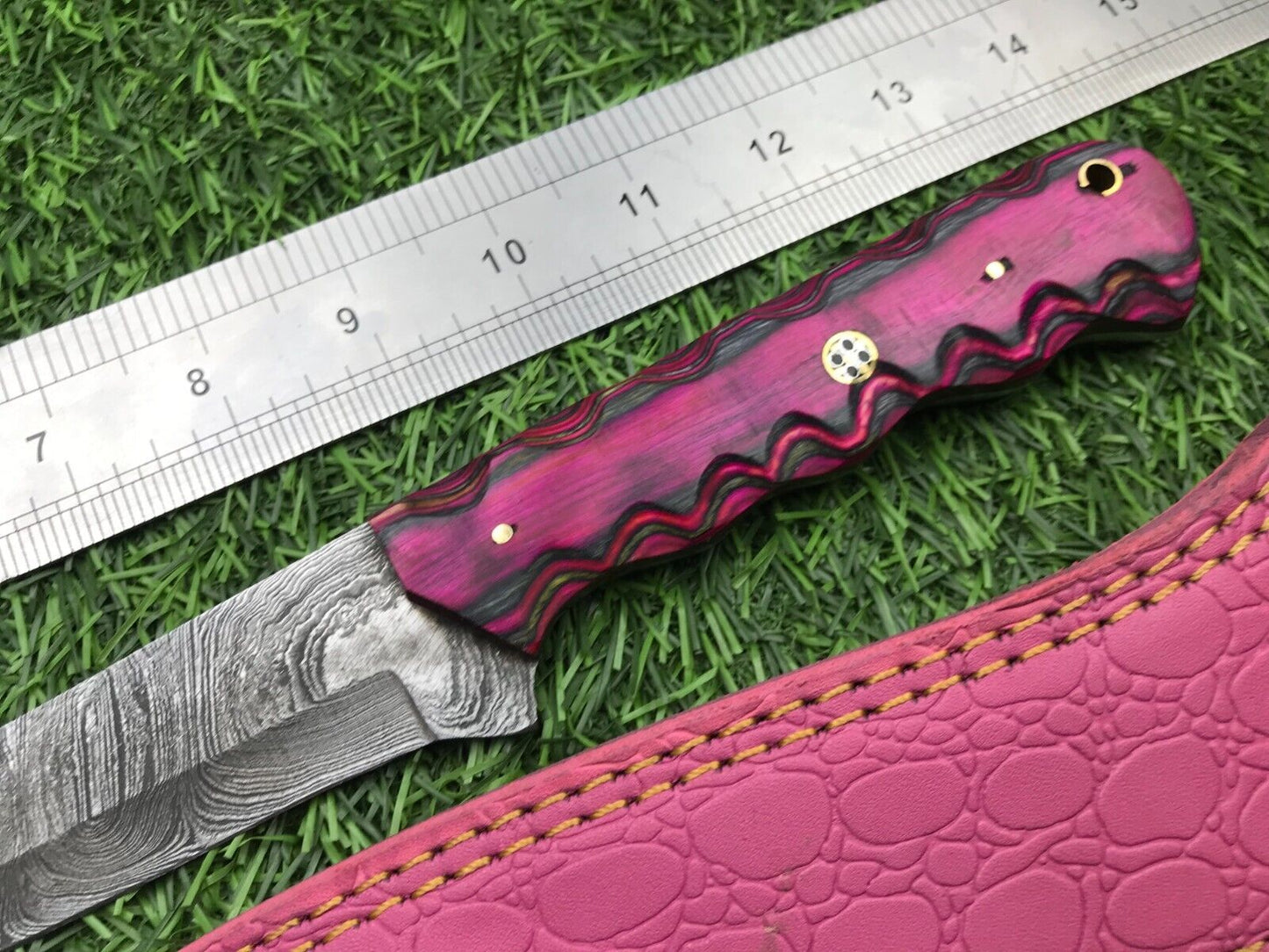 14'' Custom Handmade Damascus Steel Fillet Knife & Best Fillet Knife Pakka Wood Handle W/Sheath