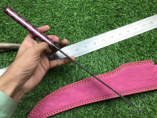 14'' Custom Handmade Damascus Steel Fillet Knife & Best Fillet Knife Pakka Wood Handle W/Sheath