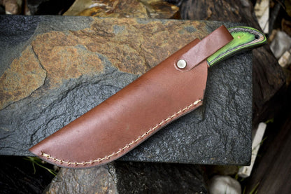 Twist Damascus Skinner Knife with Gut Hook – Handmade Hardwood Survival Hunting Knife