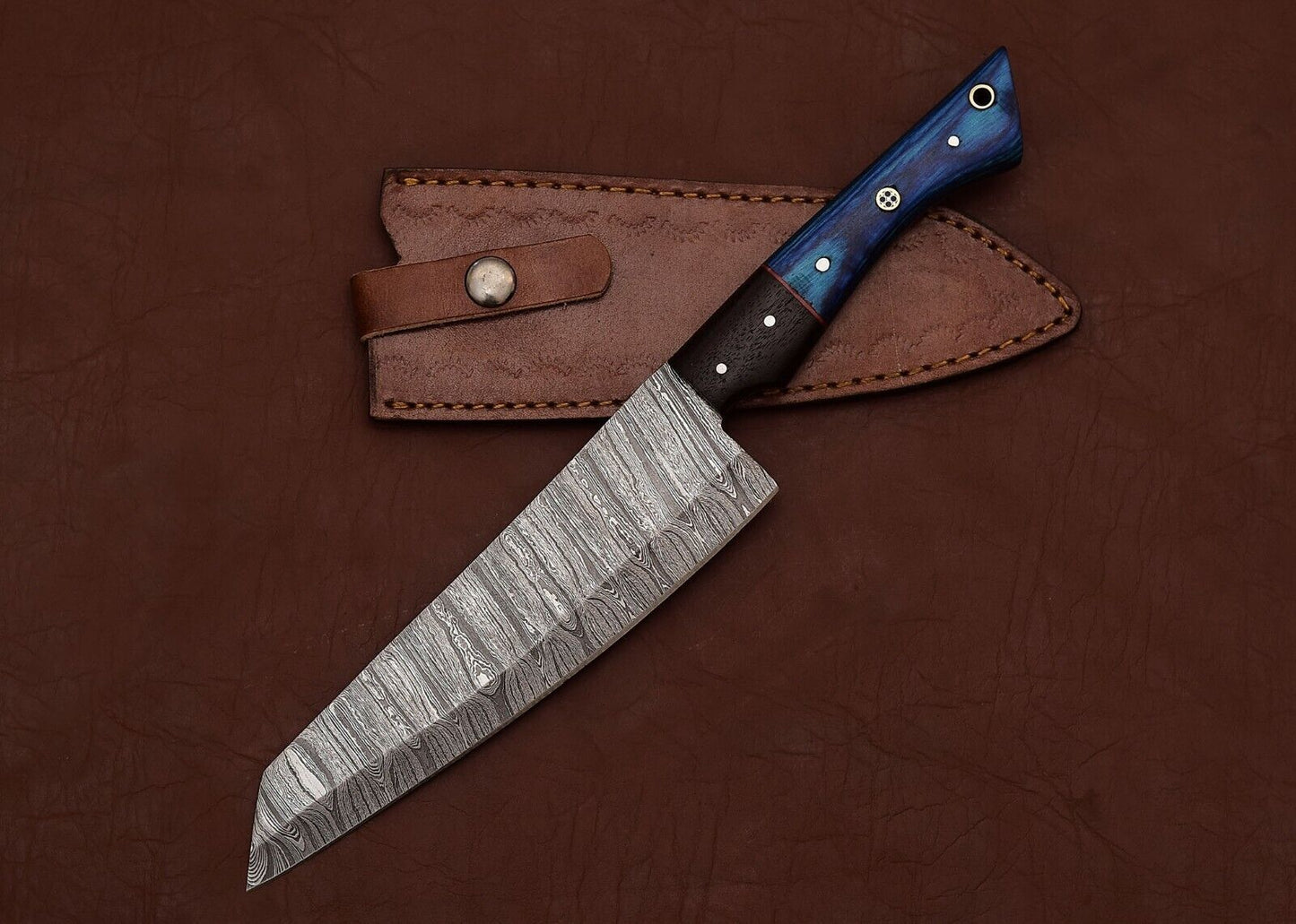 Hand-Forged Damascus Steel 13" Chef Knife | Outdoor Survival & Kitchen Pakka Handle