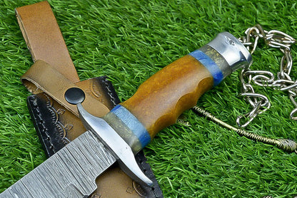 Heritage Forge 14 Inch Handcrafted Resin Handle Damascus Steel Survival Bowie Knife