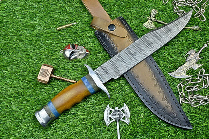Heritage Forge 14 Inch Handcrafted Resin Handle Damascus Steel Survival Bowie Knife