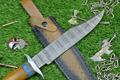 Heritage Forge 14 Inch Handcrafted Resin Handle Damascus Steel Survival Bowie Knife