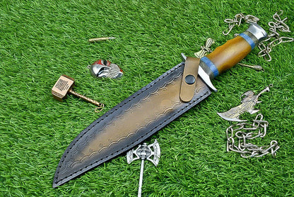 Heritage Forge 14 Inch Handcrafted Resin Handle Damascus Steel Survival Bowie Knife