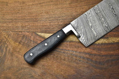 Damascus Chef Knife – Full Tang Custom Steel Blade Kitchen & Outdoor Sport Knife