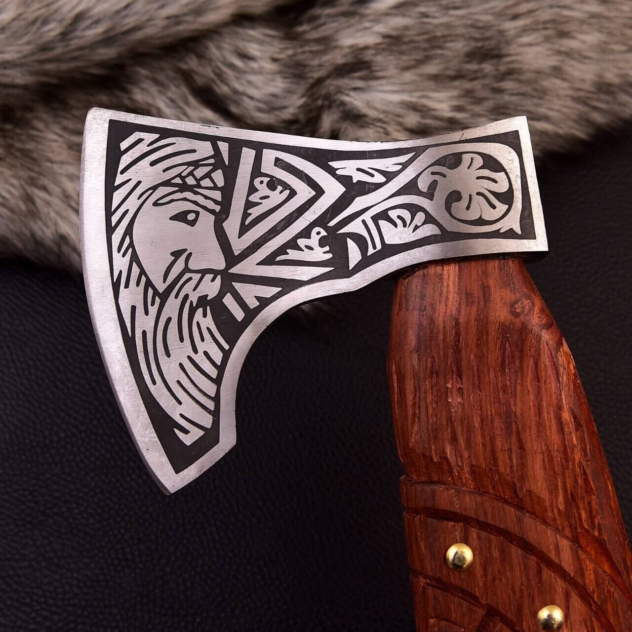 Custom Forged Viking Axe – Bearded Ragnar Nordic Hatchet with Sheath