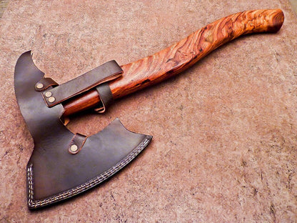Handmade Damascus Steel Axe with Natural Wood Handle | Custom Forged 20 Inch Damascus Axe