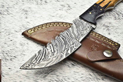 Custom Handmade Damascus Steel Blade Tracker Knife | Hardwood Handle | 10"