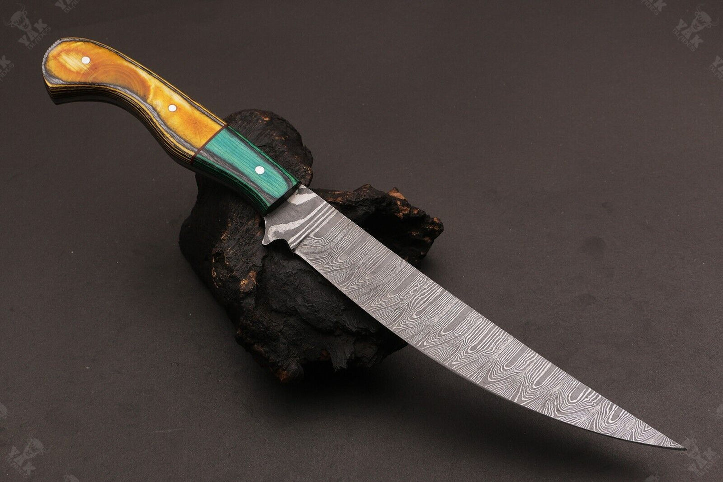 12" Custom Handmade Damascus Fillet Knife Custom Fillet Knife With Pakka Wood Handle